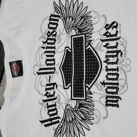 HARLEY DAVIDSON MOTORCYCLE 2010-2012 STUDDED BAR & SHIELD WINGS TEE-SHIRT LARGE - Picture 6 of 16